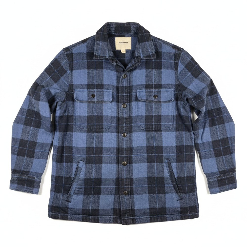 Goodthreads Heavyweight Flannel Shirt Jacket Shacket Blue Black Plaid M Workwear